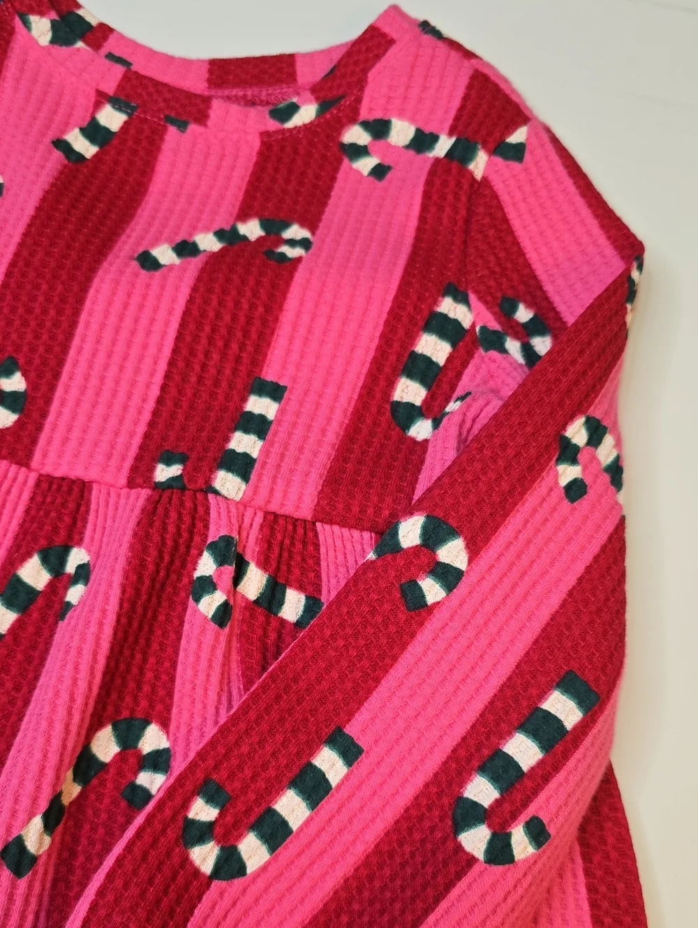 Old Navy Pink & Red Candy Cane Waffle Knit Set